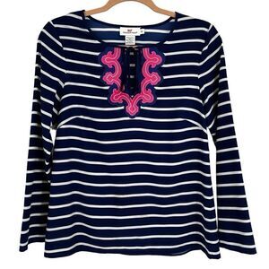 Vineyard Vines Nautical Stripe‎ Top Blue White Pink XS